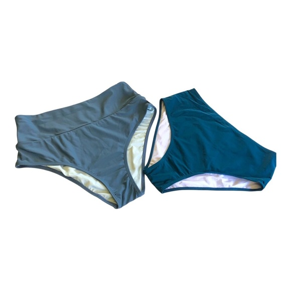 Unbranded Woman’s Bundle Of Two Blue Tone Bikini Bottoms Size L - Picture 1 of 10